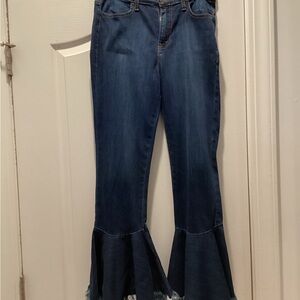 Dark Blue Ruffle  Flare Leg Jeans (NWOT